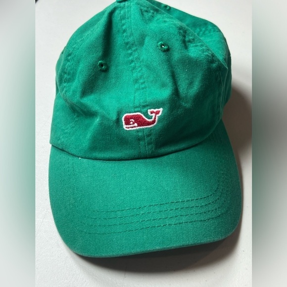Vineyard Vines Forest Green Hat Red Whale Logo Pattern Hat - Picture 2 of 7